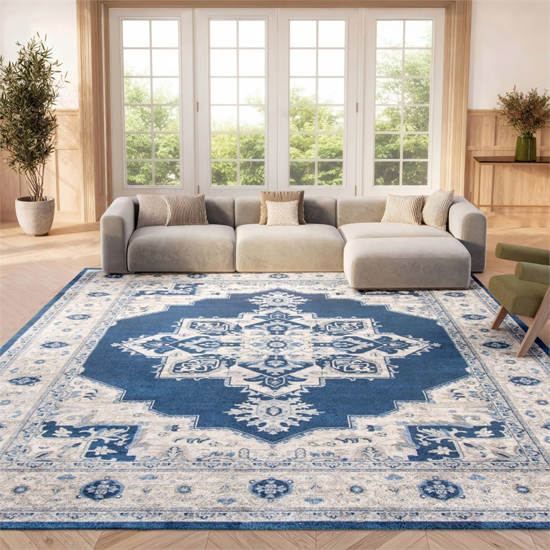 Safavieh Brentwood 6' x 9' Rug in Navy and Cream