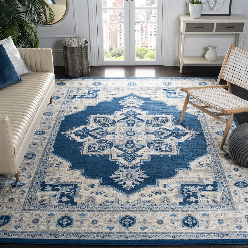 Safavieh Brentwood 8' x 10' Rug in Navy and Cream