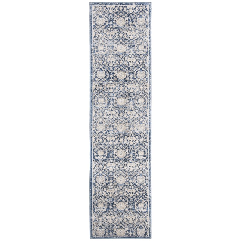 Safavieh Brentwood 2' x 8' Runner Rug in Navy and Cream