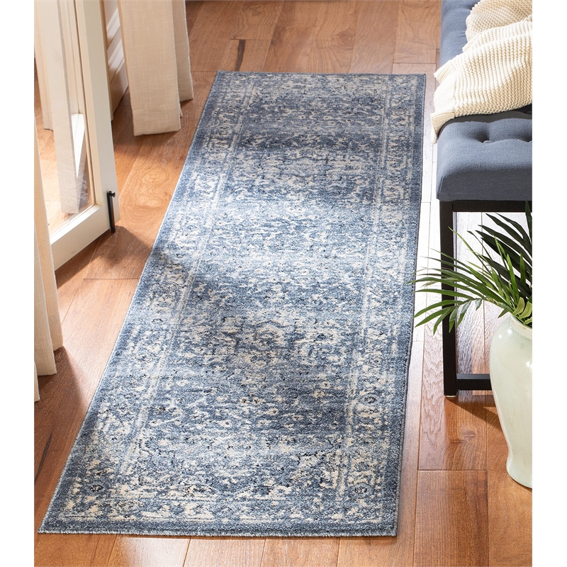 Safavieh Charleston 2' x 8' Runner Rug in Navy and Cream