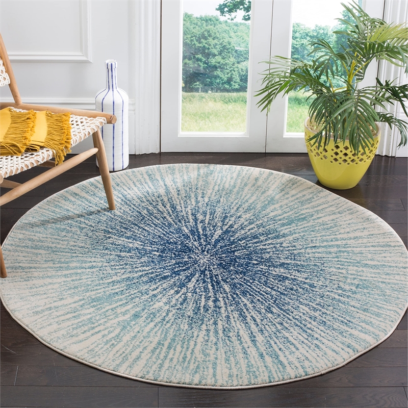 Safavieh Evoke 3' Round Rug in Navy and Ivory