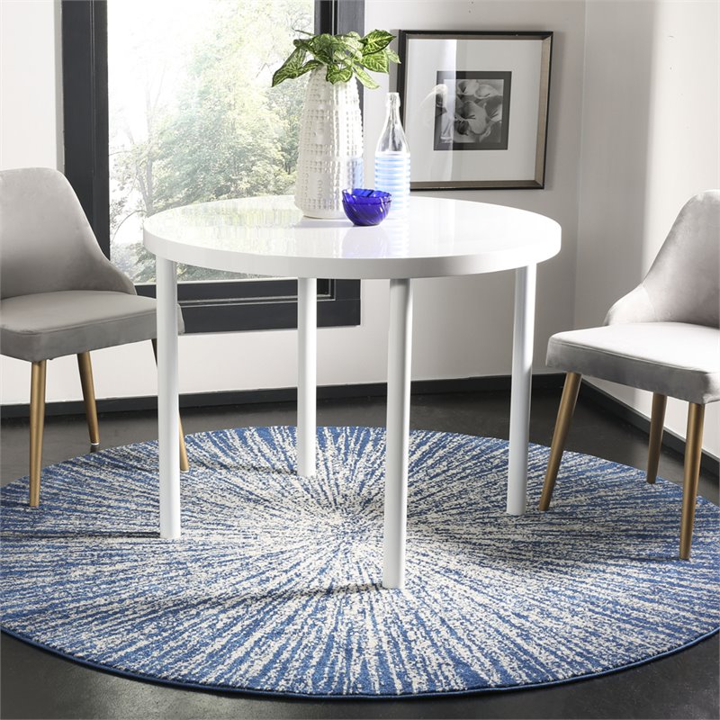Safavieh Evoke 9' Round Rug in Navy and Ivory