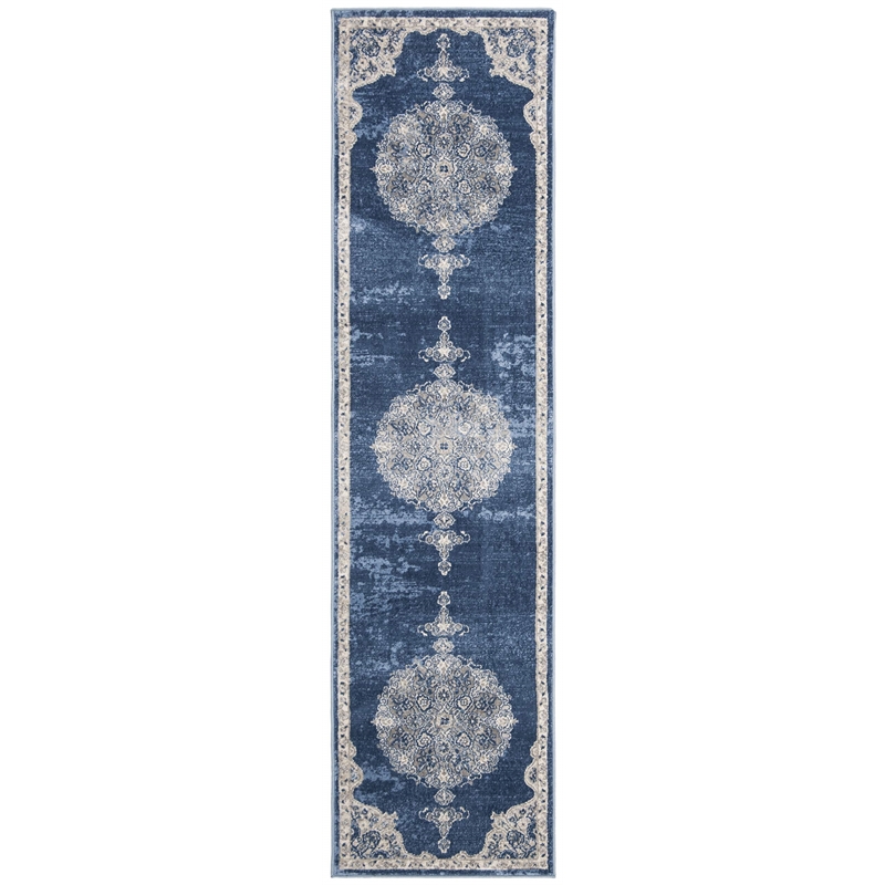 Safavieh Brentwood 2' x 8' Runner Rug in Navy and Light Gray