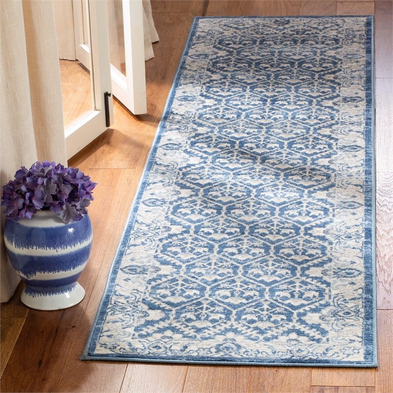 Safavieh Brentwood 2' x 8' Runner Rug in Navy and Light Gray
