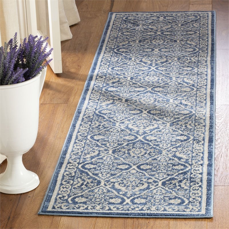 Safavieh Brentwood 2' x 8' Runner Rug in Navy and Light Gray