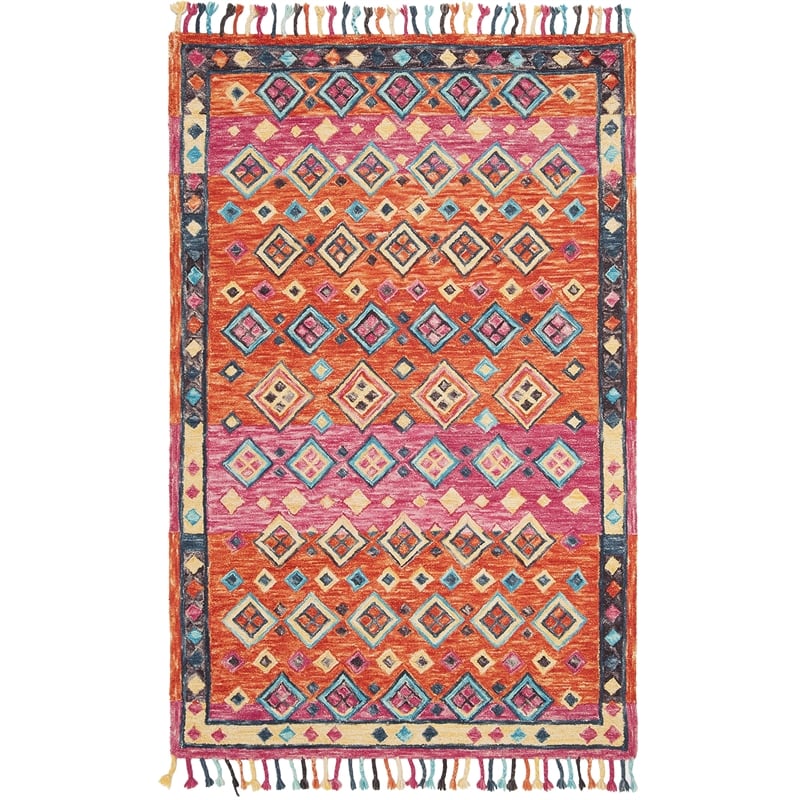 Safavieh Aspen 6' x 9' Hand Tufted Wool Rug in Orange and Fuchsia