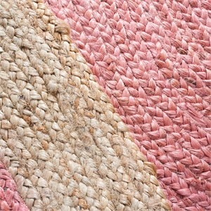 Safavieh Natural Fiber 7' Round Hand Woven Jute Rug in Pink
