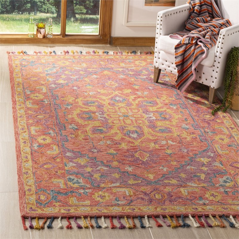 Safavieh Aspen 9' x 12' Hand Tufted Wool Rug in Pink and Violet
