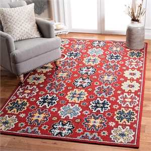 Safavieh Heritage 6' Square Hand Tufted Wool Rug in Red and Blue
