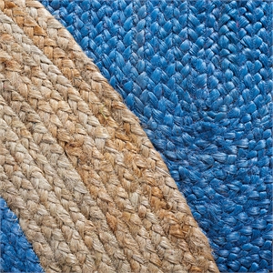 Safavieh Natural Fiber 10' Round Hand Woven Jute Rug in Royal Blue