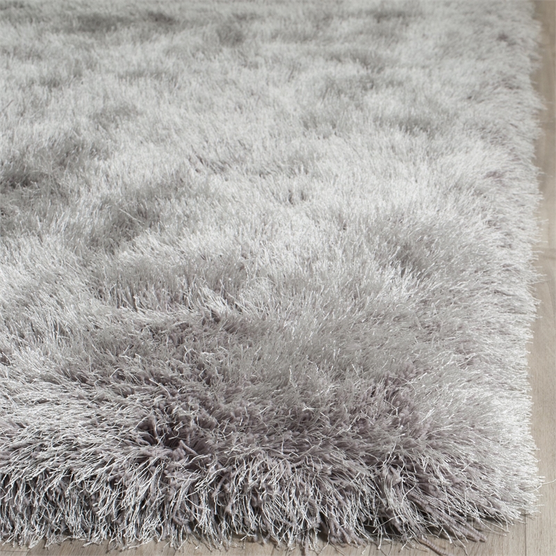 Safavieh Venice 4' Square Hand Tufted Shag Rug in Silver