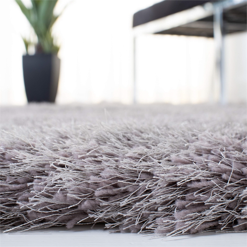 Safavieh Venice 4' Square Hand Tufted Shag Rug in Silver