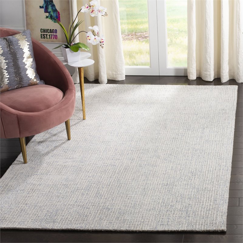 Safavieh Abstract 6' x 9' Hand Tufted Wool Rug in Silver and Blue