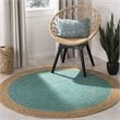Safavieh Natural Fiber 9' Round Hand Woven Jute Rug in Teal