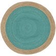 Safavieh Natural Fiber 9' Round Hand Woven Jute Rug in Teal