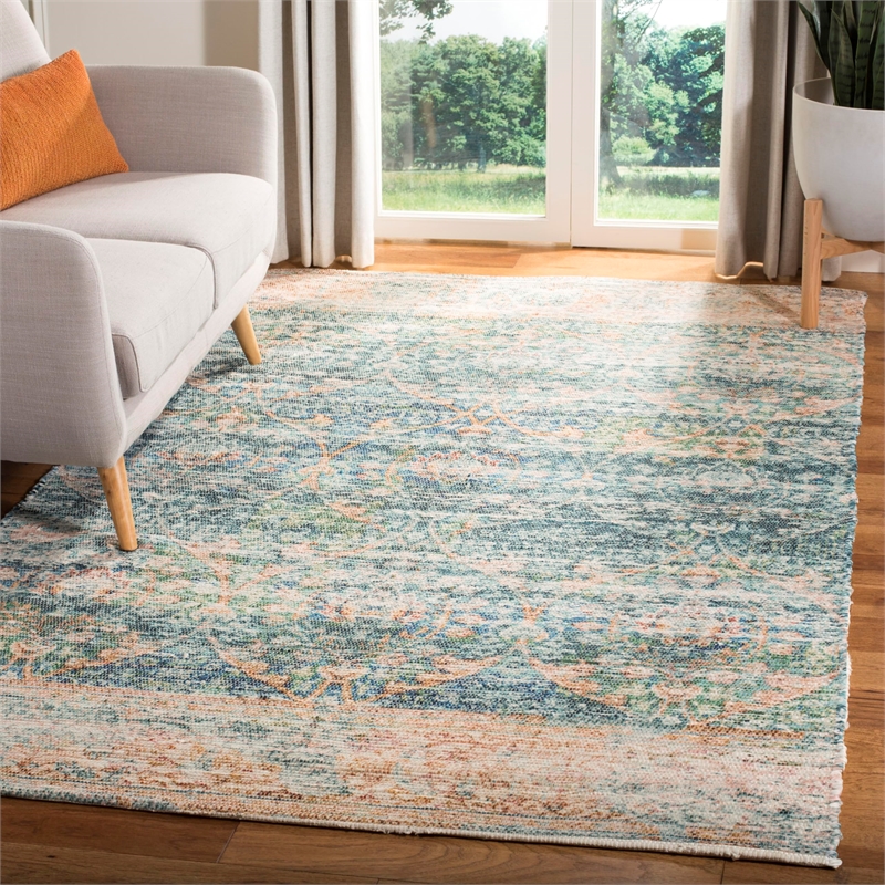 Safavieh Saffron 6' x 9' Hand Loomed Rug in Turquoise and Peach