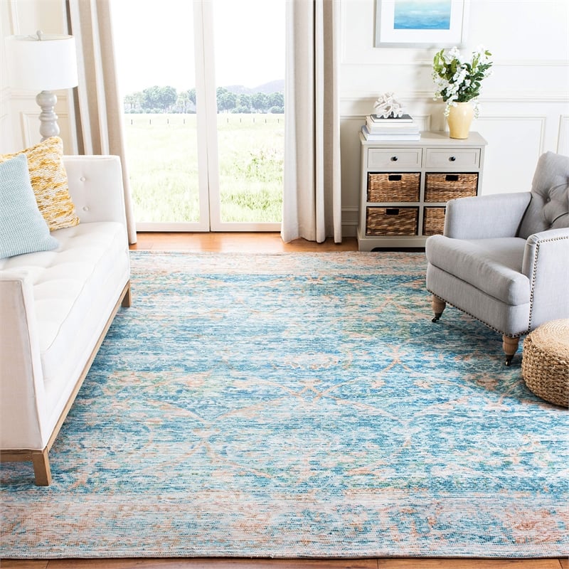 Safavieh Saffron 8' x 10' Hand Loomed Rug in Turquoise and Peach
