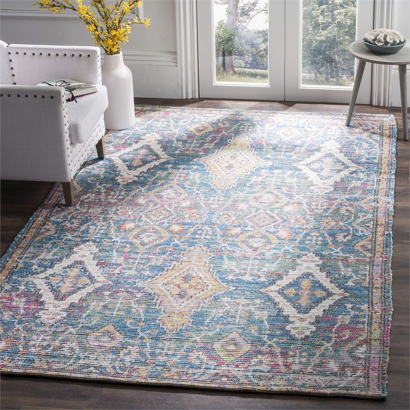 Safavieh Saffron 8' x 10' Hand Loomed Rug in Turquoise and Peach
