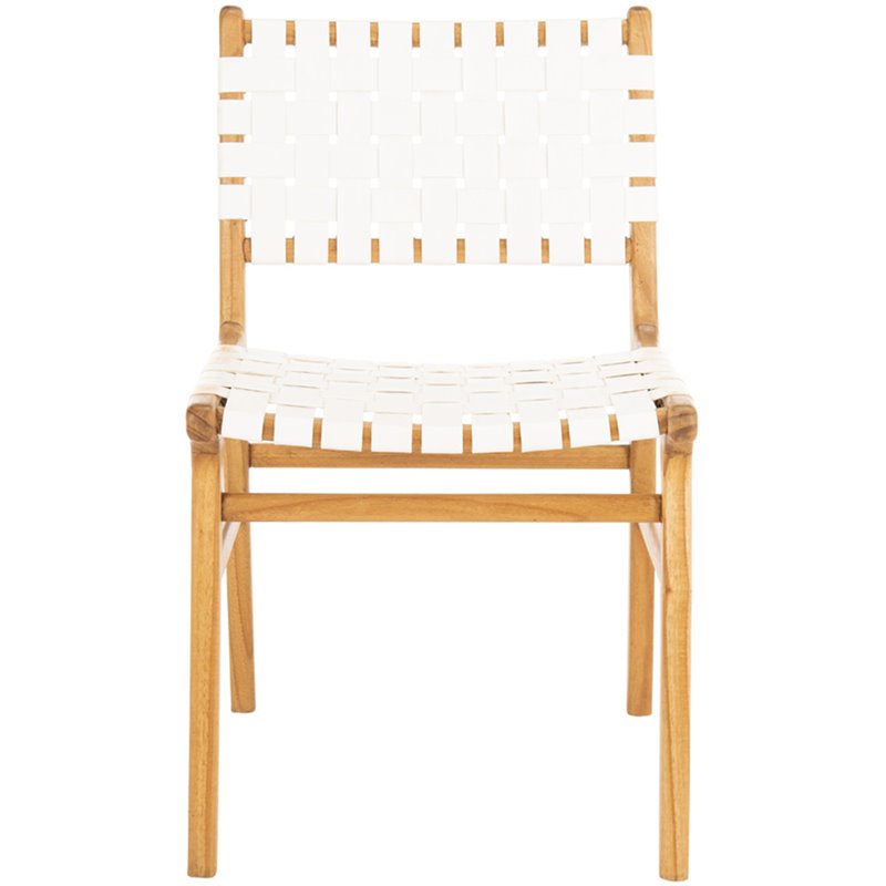Safavieh Taika Leather Dining Side Chair in White (Set of 2)