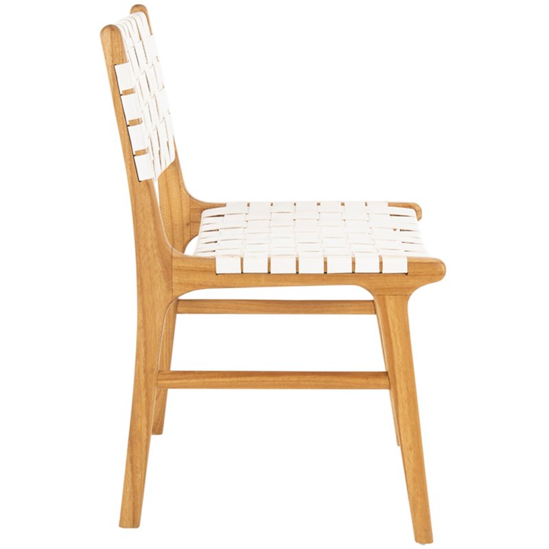 Safavieh Taika Leather Dining Side Chair in White (Set of 2)