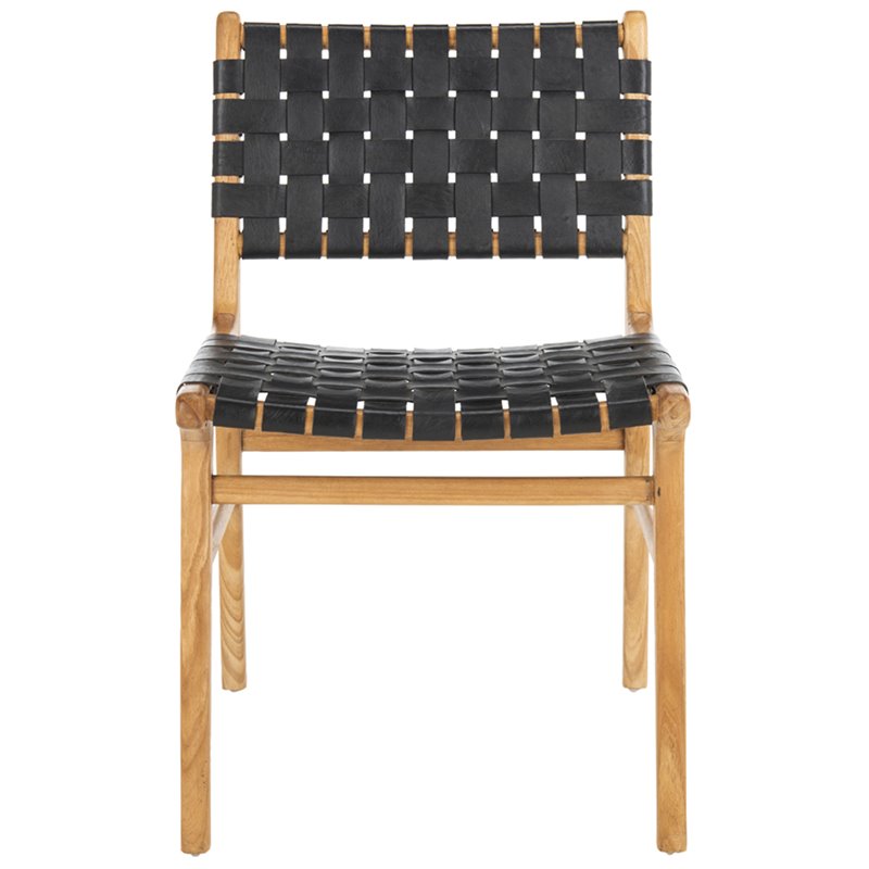 Safavieh Taika Leather Dining Side Chair in Black (Set of 2)