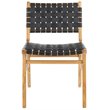 Safavieh Taika Leather Dining Side Chair in Black (Set of 2)