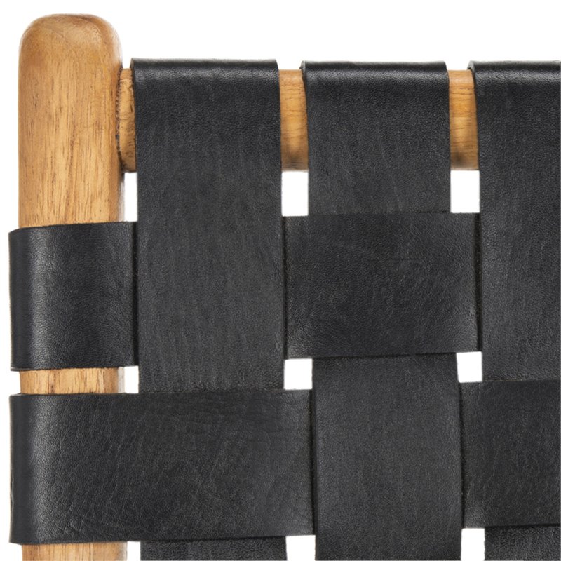 Safavieh Taika Leather Dining Side Chair in Black (Set of 2)
