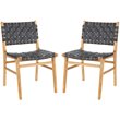 Safavieh Taika Leather Dining Side Chair in Black (Set of 2)