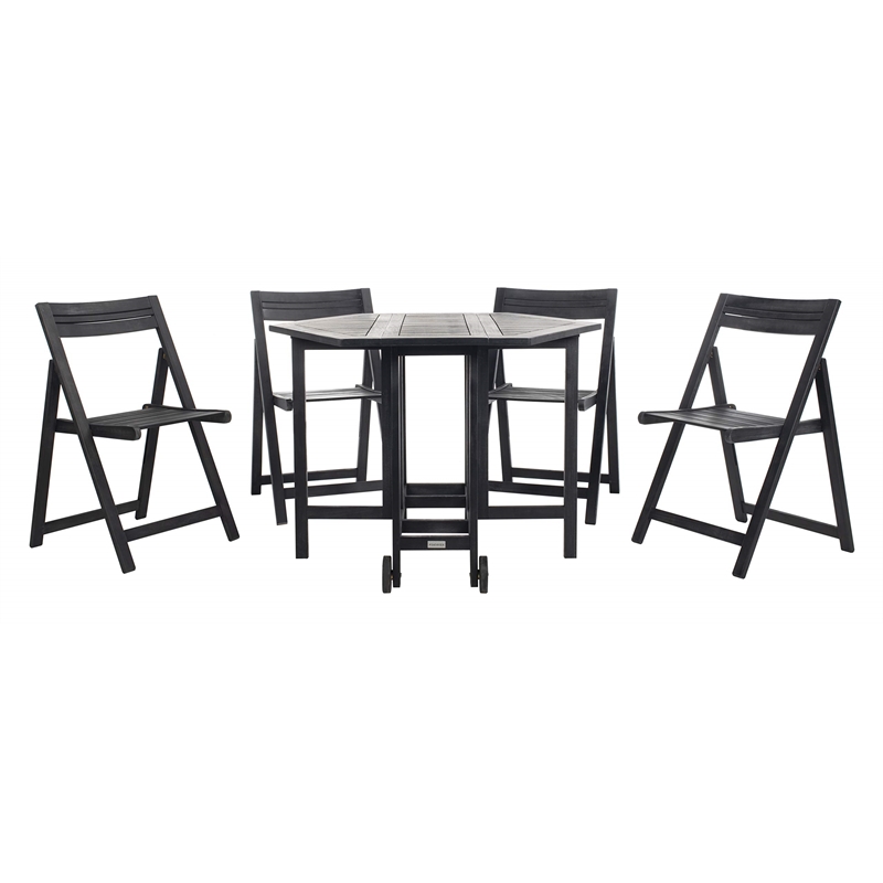 Safavieh Kerman 5 Piece Patio Dining Set in Black