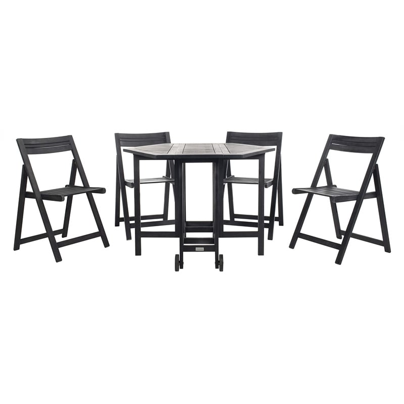 Safavieh Kerman 5 Piece Patio Dining Set in Black
