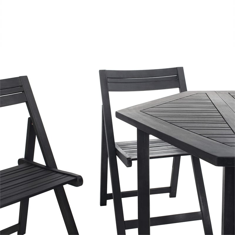 Safavieh Kerman 5 Piece Patio Dining Set in Black