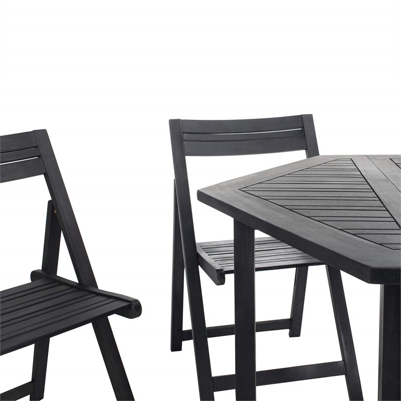 Safavieh Kerman 5 Piece Patio Dining Set in Black