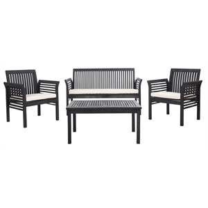 Safavieh Carson 4 Piece Patio Sofa Set in Black and White