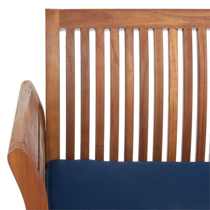 Safavieh Carson 4 Piece Patio Sofa Set in Teak Brown and Navy