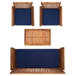 Safavieh Carson 4 Piece Patio Sofa Set in Teak Brown and Navy