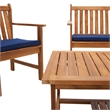 Safavieh Burbank 4 Piece Patio Sofa Set in Teak Brown and Navy