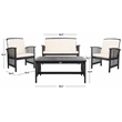 Safavieh Rocklin Wood  4 Pc Outdoor Set in Black / Beige
