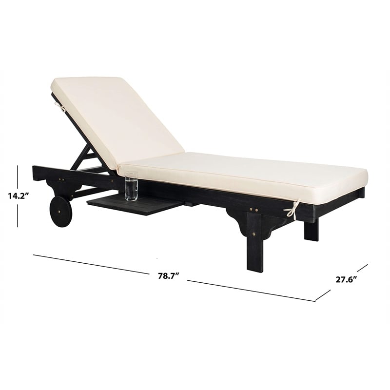 Safavieh Newport Patio Chaise Lounge in Black and White