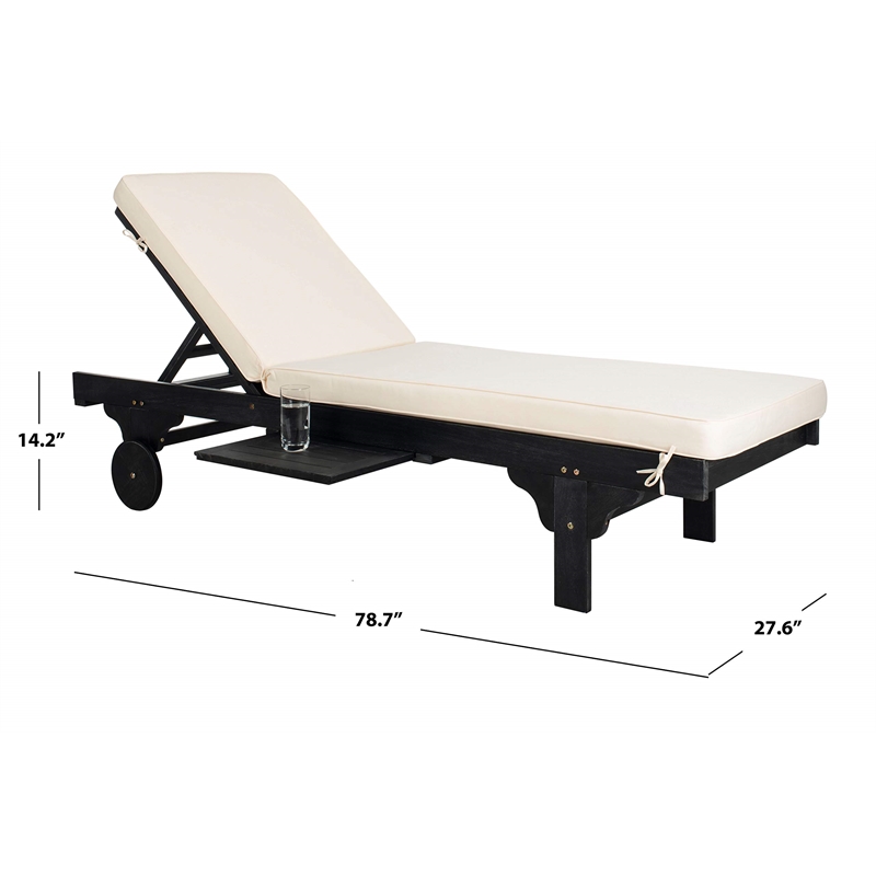 Safavieh Newport Patio Chaise Lounge in Black and White