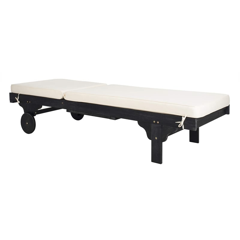 Safavieh Newport Patio Chaise Lounge in Black and White