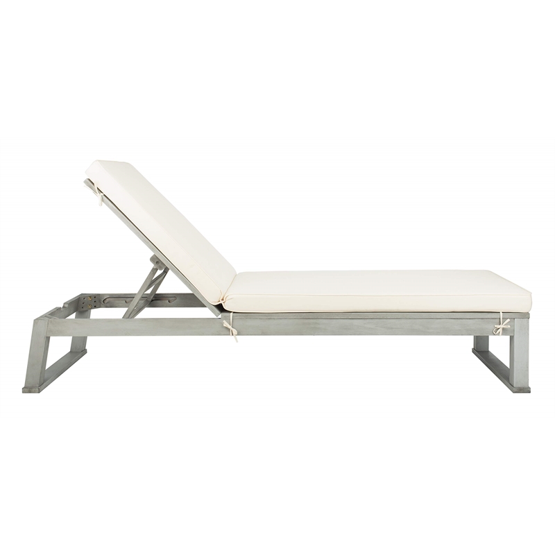 Safavieh Solano Patio Chaise Lounge in Black and White