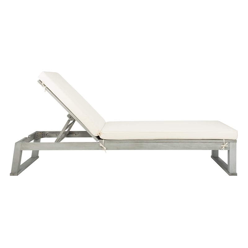 Safavieh Solano Patio Chaise Lounge in Gray and White
