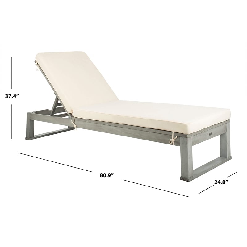 Safavieh Solano Patio Chaise Lounge in Gray and White