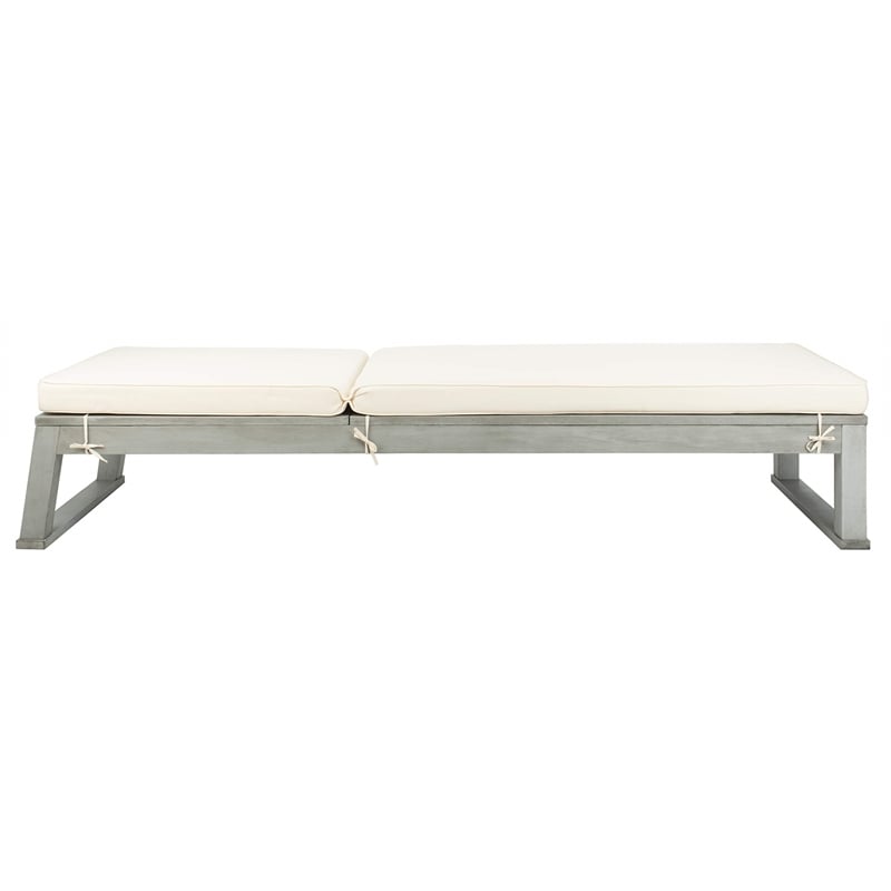 Safavieh Solano Patio Chaise Lounge in Gray and White
