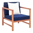 Safavieh Montez 4 Piece Patio Sofa Set in Teak Brown and Navy