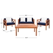 Safavieh Nunzio 4 Piece Patio Sofa Set in Teak Brown and Navy