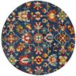Safavieh Aspen 7' Round Hand Tufted Wool Rug in Navy and Red