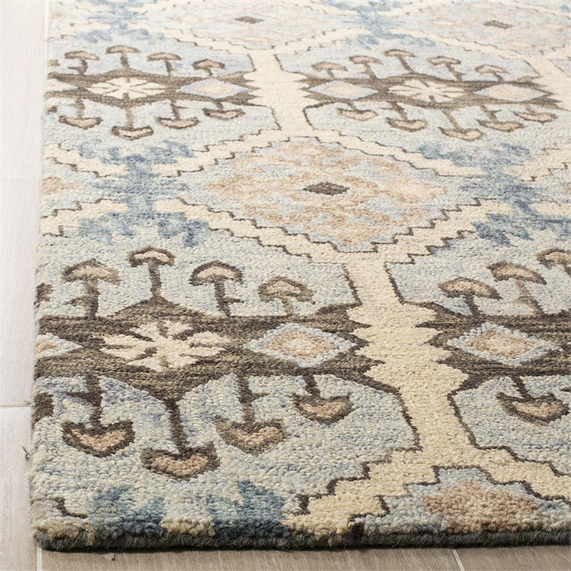 Safavieh Aspen 7' Square Hand Tufted Wool Rug in Light Blue and Gray