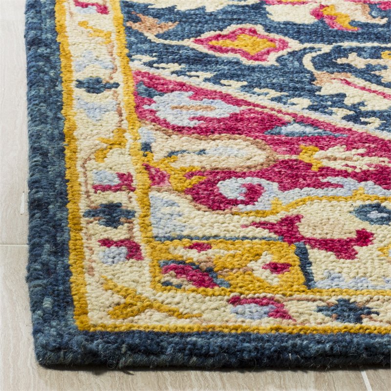 Safavieh Aspen 4' x 6' Hand Tufted Wool Rug in Navy and Fuchsia