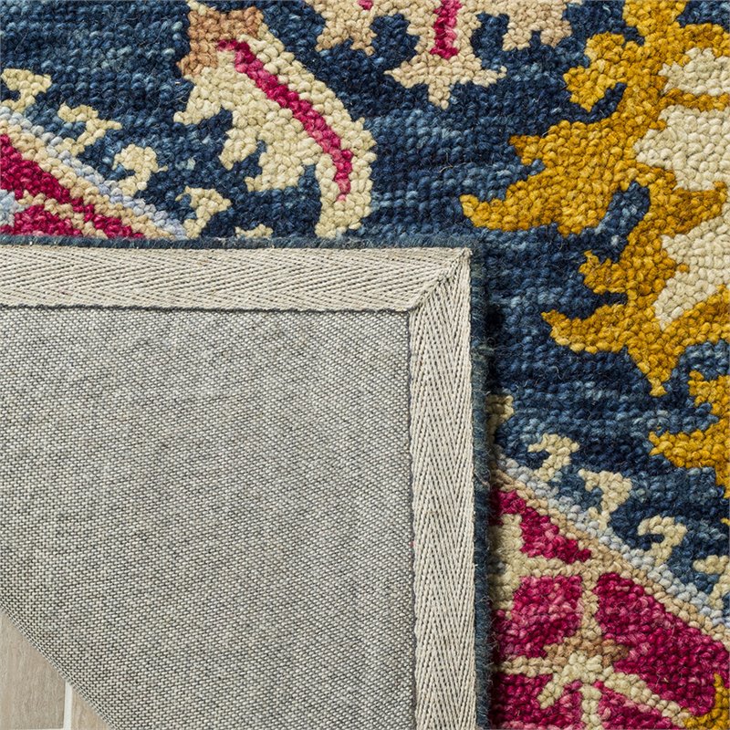 Safavieh Aspen 5' x 8' Hand Tufted Wool Rug in Navy and Fuchsia